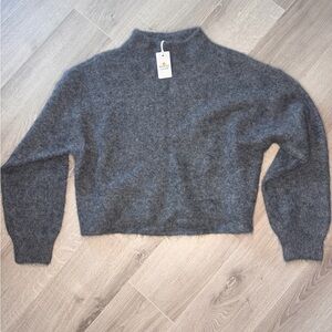 NWT Marine Layer Suri Alpaca Mock Neck Sweater Charcoal Sz L $178